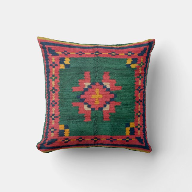 Green Kilim Pillows UK: Sophisticated Eastern  (Front)