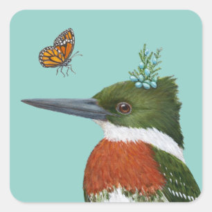 green kingfisher and monarch butterfly stickers