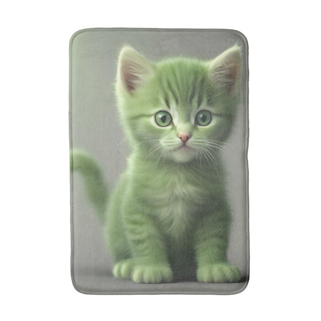 green kitten bath mat (Front Vertical)