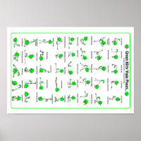 Green Kitty Yoga Poses Poster