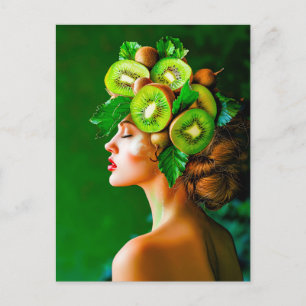 Green Kiwi Crown with Fresh Style Holiday Postcard