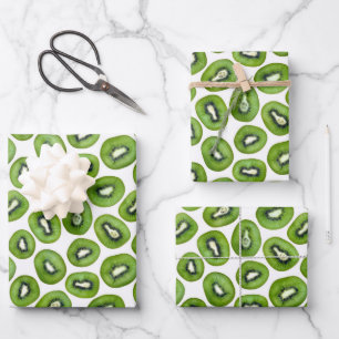 Green Kiwi Pattern Wrapping Paper Sheet