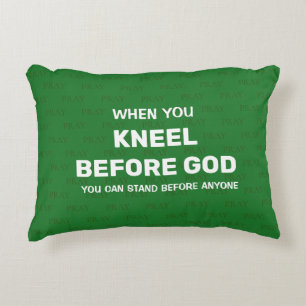 Green KNEEL BEFORE GOD Prayer Accent Pillow