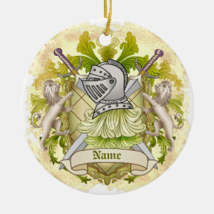 Green Knight Family Crest Surname Ceramic Tree Decoration