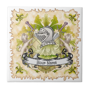 Green Knight Family Crest Surname Tile