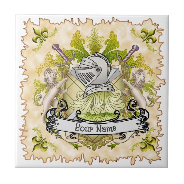 Green Knight Family Crest Surname Tile (Front)