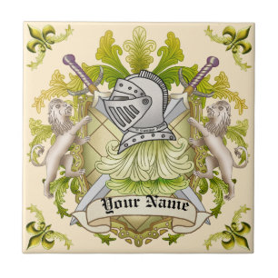 Green Knight Family Crest Surname Tile
