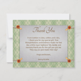 Green Knit Baby Thank You Card