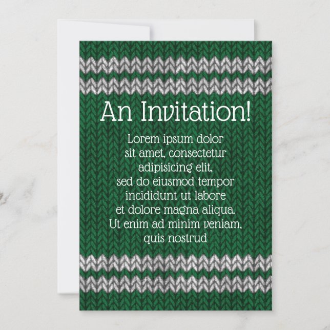 Green Knit-look Stripe Pattern Save The Date (Front)