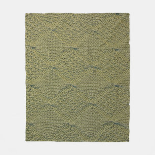 Green knitted fabric: close-up texture fleece blanket