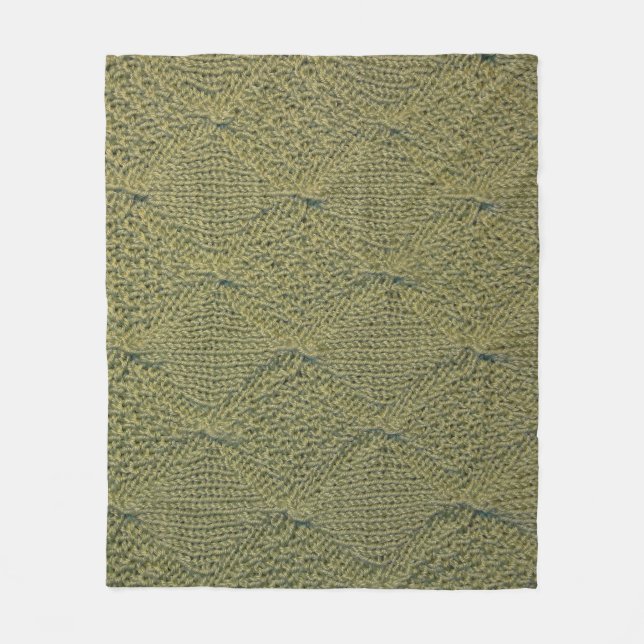 Green knitted fabric: close-up texture fleece blanket (Front)