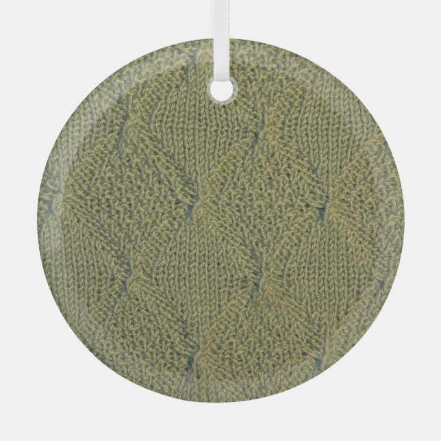 Green knitted fabric: close-up texture glass tree decoration (Front)