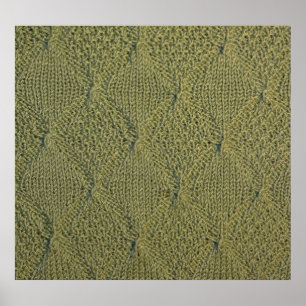 Green knitted fabric: close-up texture poster