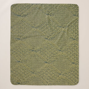 Green knitted fabric: close-up texture sherpa blanket
