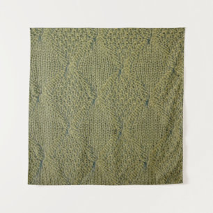 Green knitted fabric: close-up texture tapestry