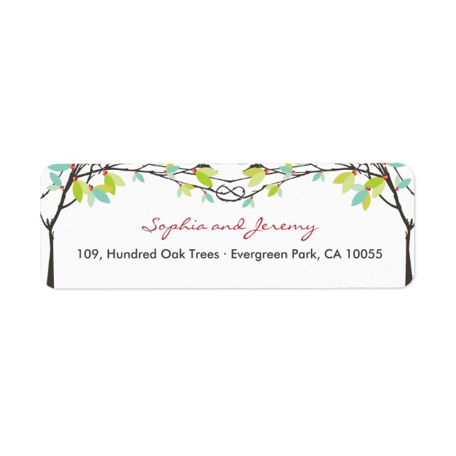Green Knotted Love Trees Spring Wedding Address (Front)