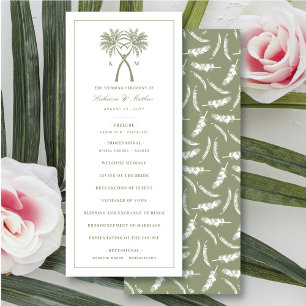 Green Knotted Palm Trees Tropical Wedding Program Invitation