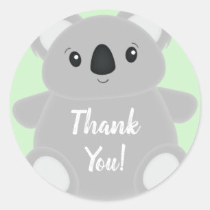 Green Koala Bear Baby Shower Classic Round Sticker