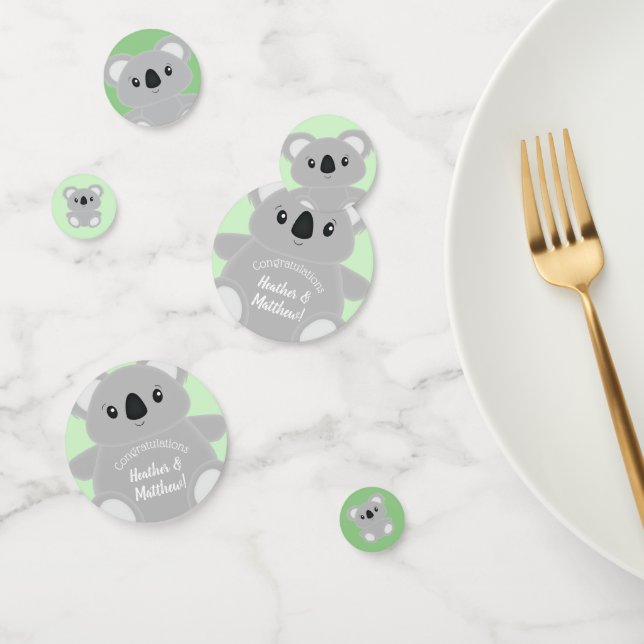 Green Koala Bear Baby Shower Confetti (Group)