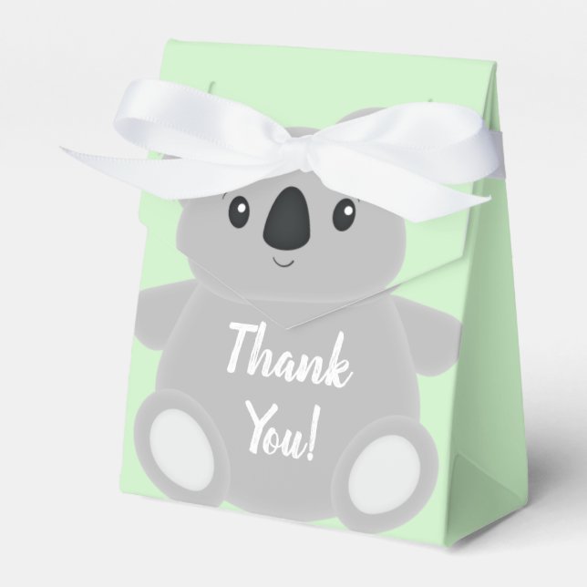 Green Koala Bear Baby Shower Favour Box (Front Side)