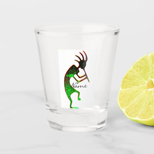 Green Kokopelli Thunder_Cove Shot Glass (Front)
