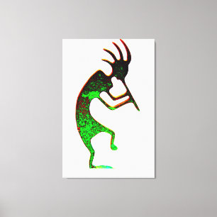 green kokopelli wrapped canvas