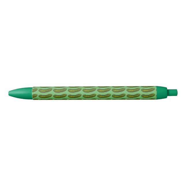 Green Kosher Dill Pickle Print Sour Pickles Foodie Black Ink Pen (Front)