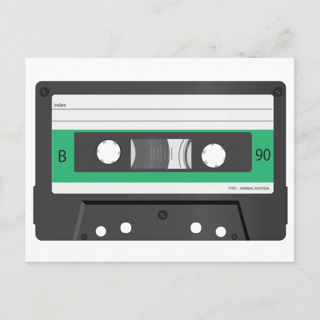 Green label Compact Cassette Postcard (Front)