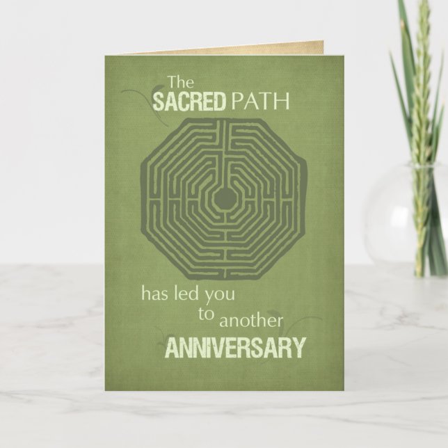 Green Labyrinth Recovery Anniversary Card (Front)