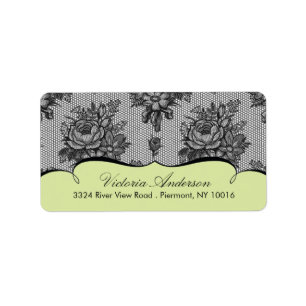 Green Lace Damask Return Address Labels. Label
