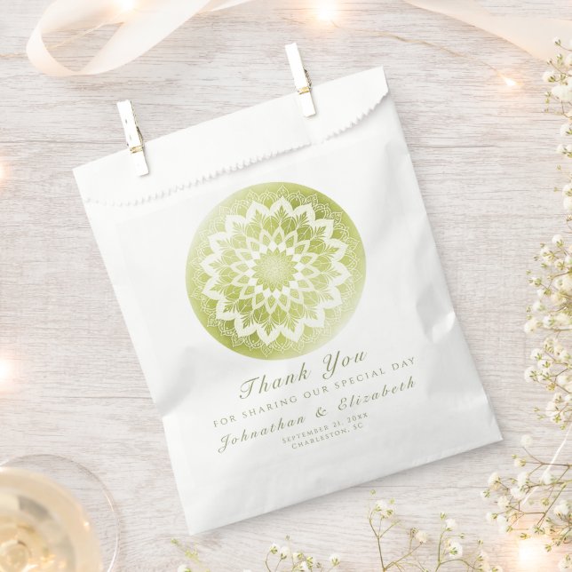 Green Lace Mandala Wedding Favour Bags (Clipped)