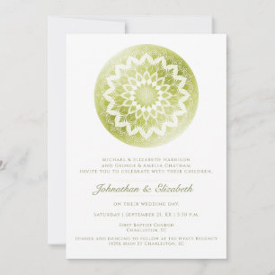 Green Lace Mandala Wedding Invitation