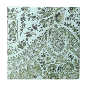 Green Lace Roses Tile