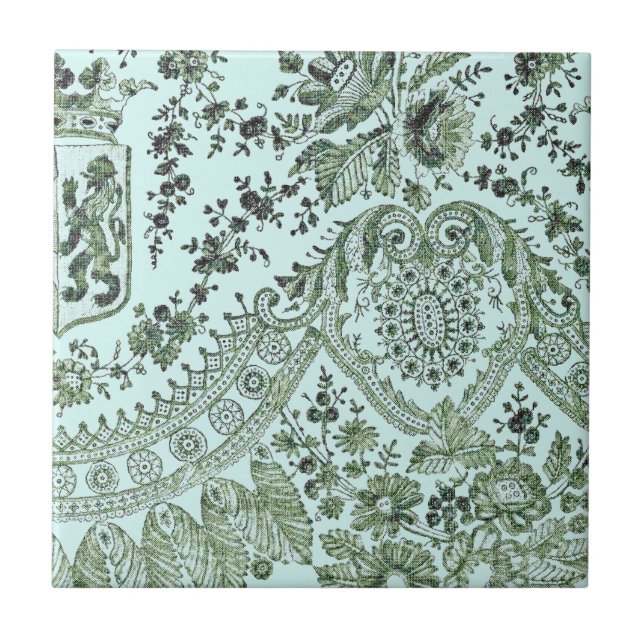 Green Lace Roses Tile (Front)
