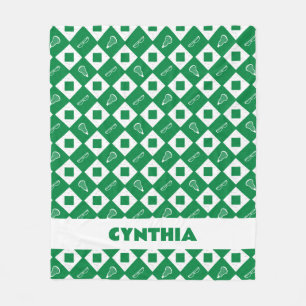 Green Lacrosse Argyle Pattern Fleece Blanket