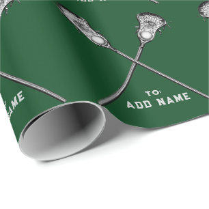 Green Lacrosse Gift Wrapping Paper