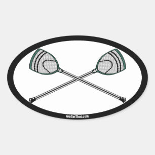 Green Lacrosse Goalie Sticks Oval Sticker