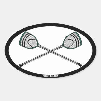 Green Lacrosse Goalie Sticks Oval Sticker