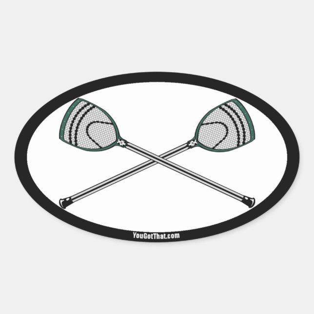 Green Lacrosse Goalie Sticks Oval Sticker (Front)