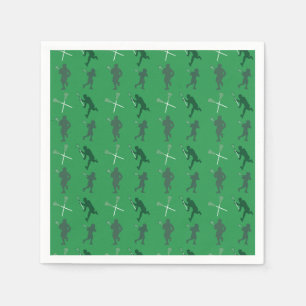 Green lacrosse silhouettes napkin
