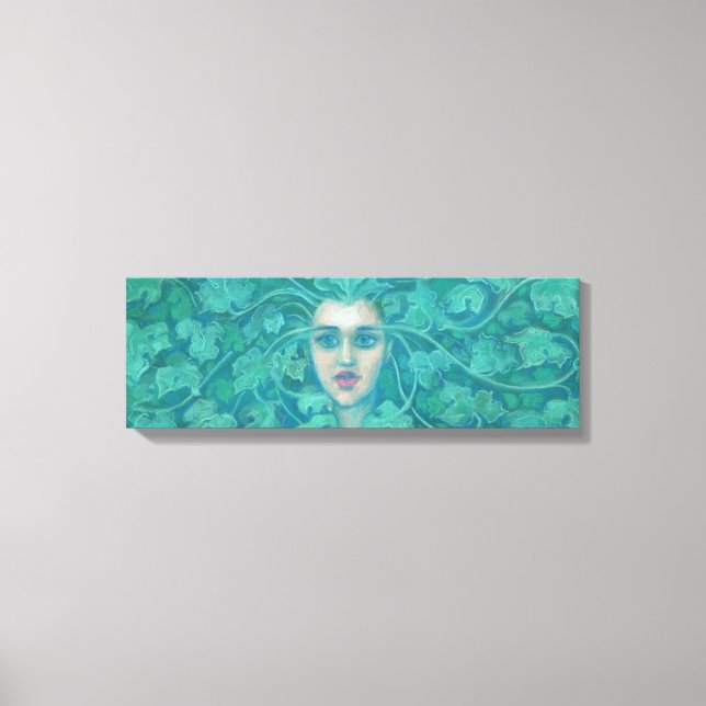 Green Lady, Forest Queen Fantasy Surreal Painting Canvas Print (Front)