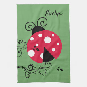 Green Ladybug Kitchen Towel