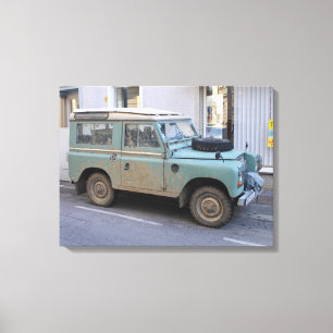 Green Land Rover Canvas Print