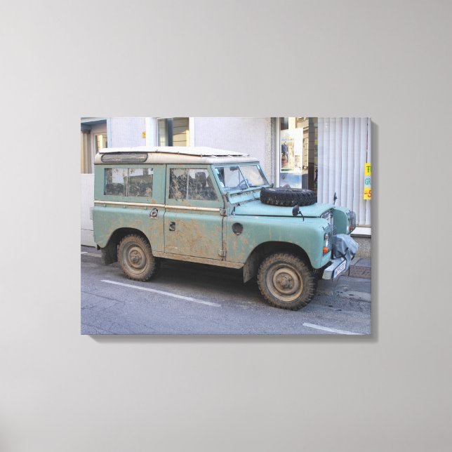 Green Land Rover Canvas Print (Front)