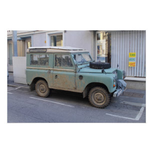 Green Land Rover Poster
