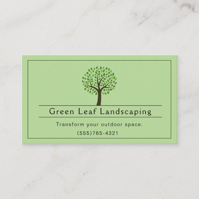 Green Landscaping Yard Garden Service Business Card (Front)
