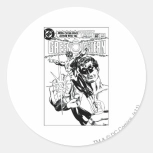 Green Lantern - Action Comic Cover, Black and Whit Classic Round Sticker