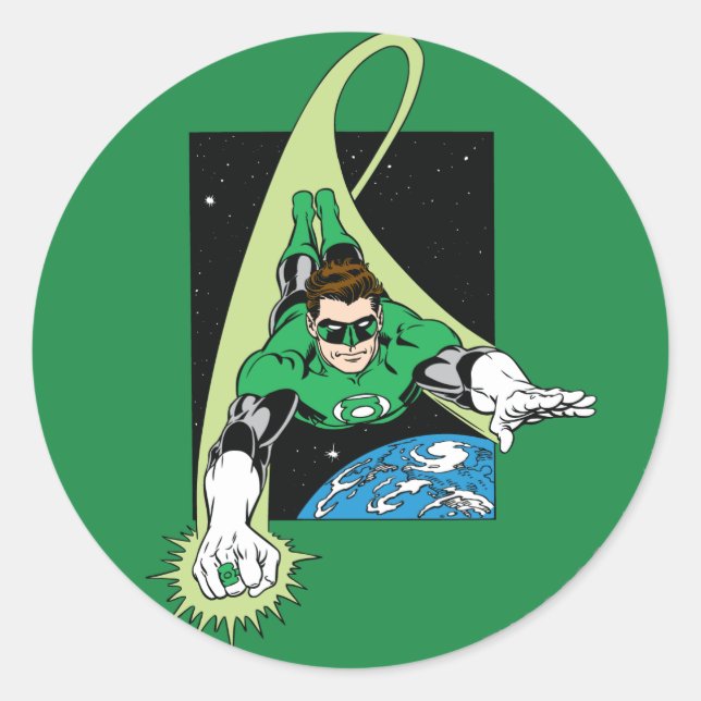 Green Lantern and Earth Classic Round Sticker (Front)
