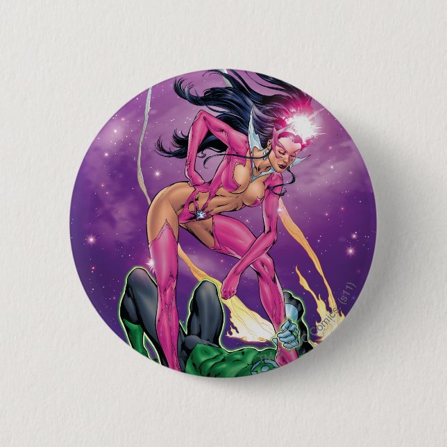 Green Lantern and Star Sapphire - Colour 6 Cm Round Badge (Front)