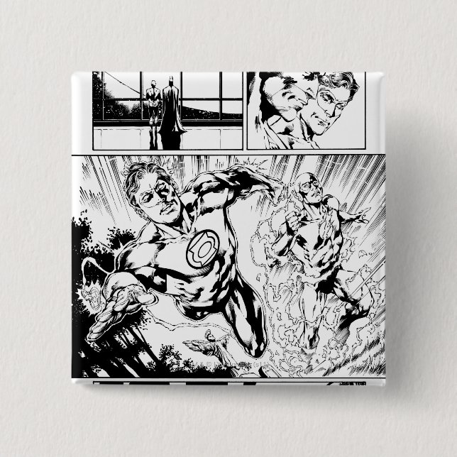 Green Lantern and The Flash Panel 2 15 Cm Square Badge (Front)